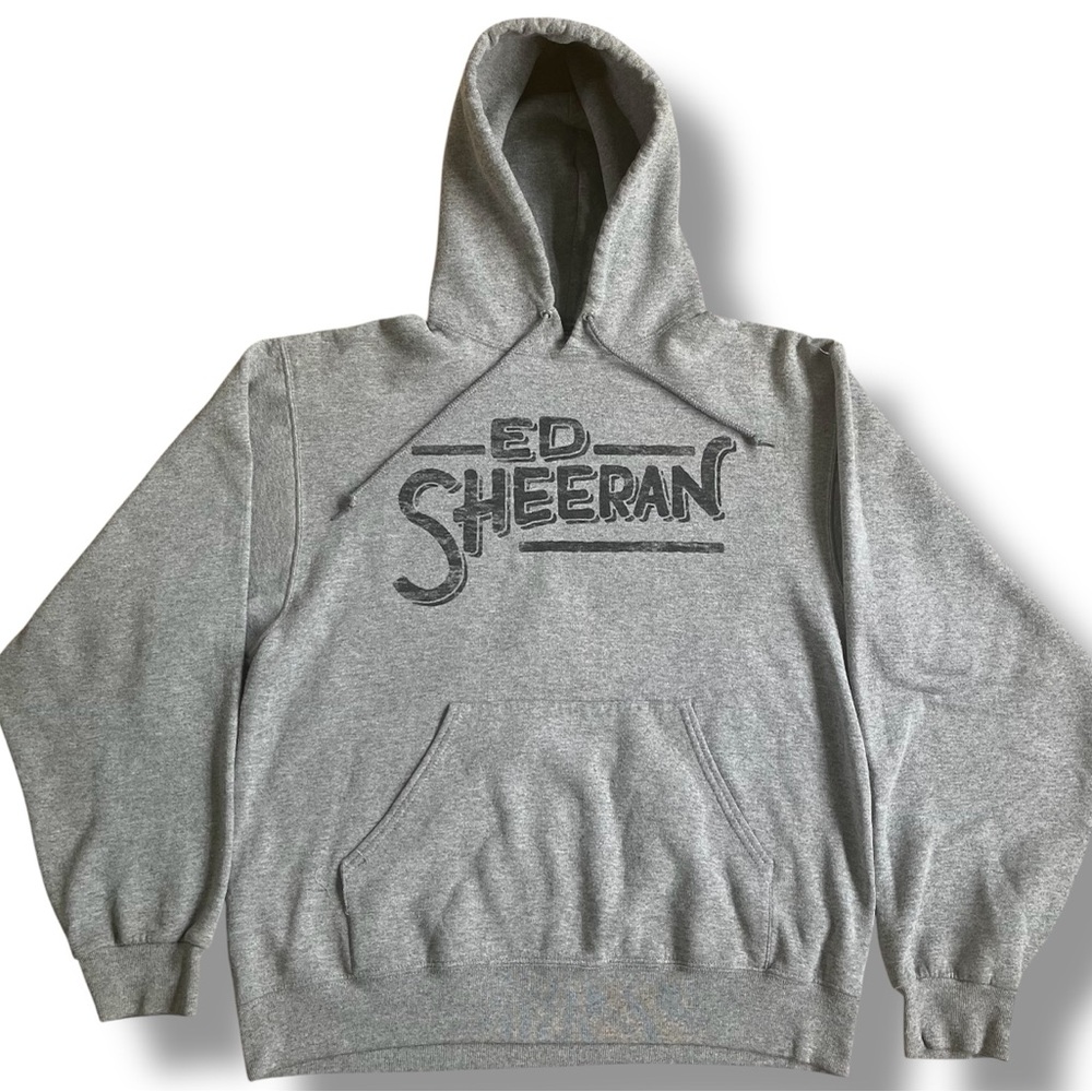 Vtg Ed Sheeran Hoodie Mens Sz Large‎ Gray Graphic Logo Y2K Band Sweater Music